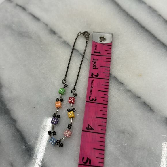 Vintage 60s mini dice silver anklet - Picture 3 of 3